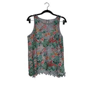 Anthropologie Inari Floral Fiore Lace Sz Medium Cut Out Sleeveless Top Unlined S